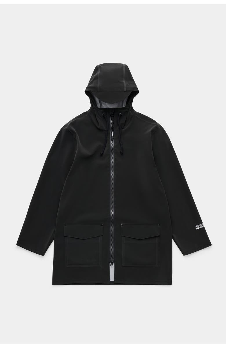 Stutterheim Stockholm Patch Raincoat, Alternate, color, Black