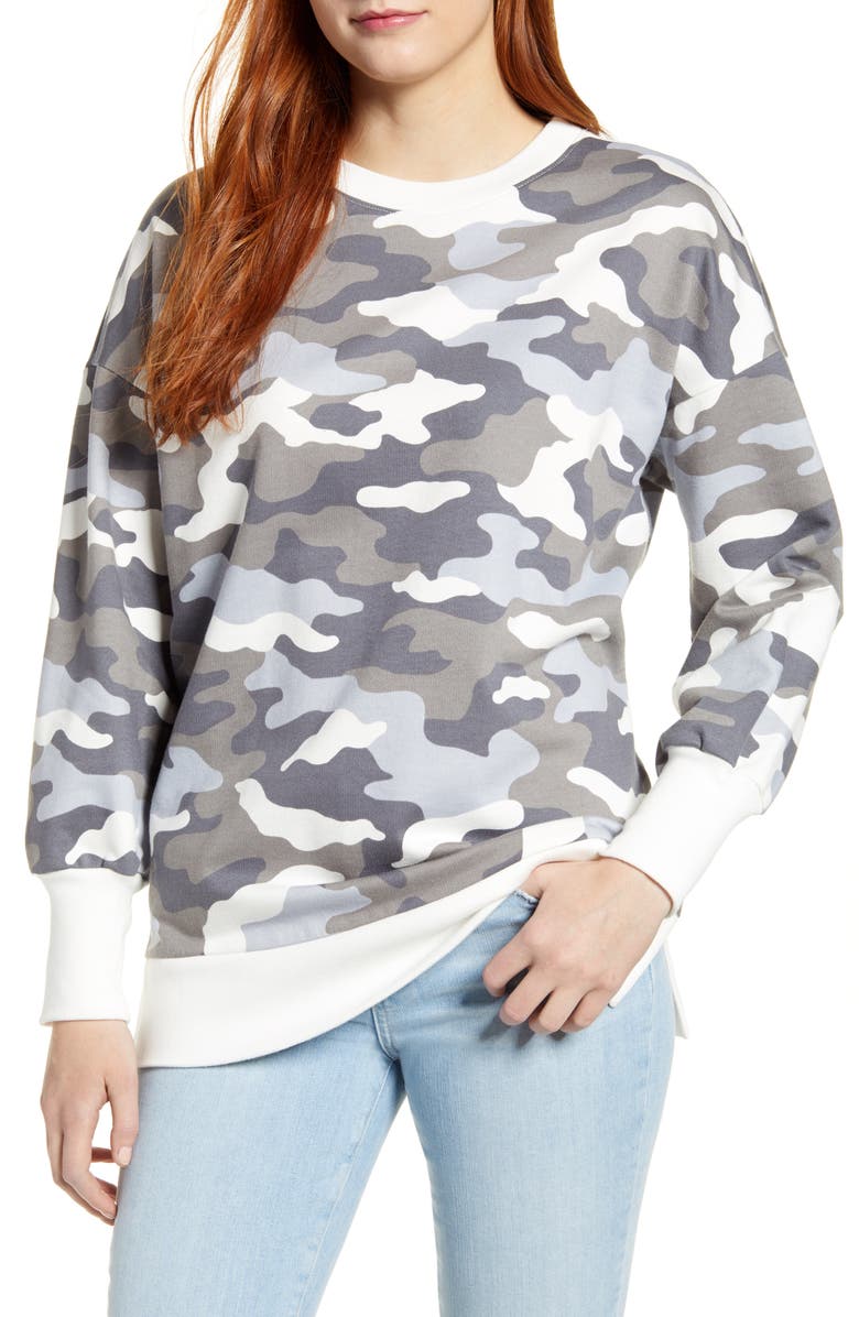 Caslon<sup>®</sup> Side Slit Cotton Sweatshirt, Main, color, 