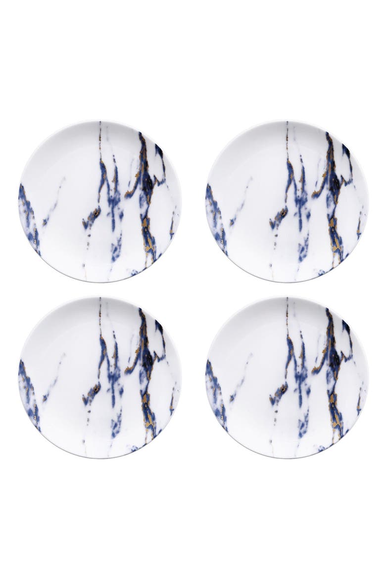 Marble Azure Canape Plate, Set of 4, Main, color, White