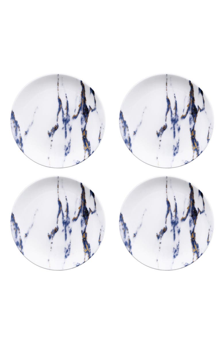 Prouna Marble Azure Canape Plate, Set of 4, Main, color, White