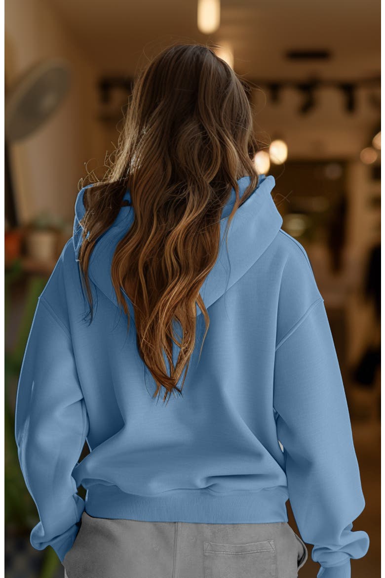 Womens Heartly Ghost Midweight Fleece Relaxed Hooded Sweatshirt, Alternate, color, Pebble Blue