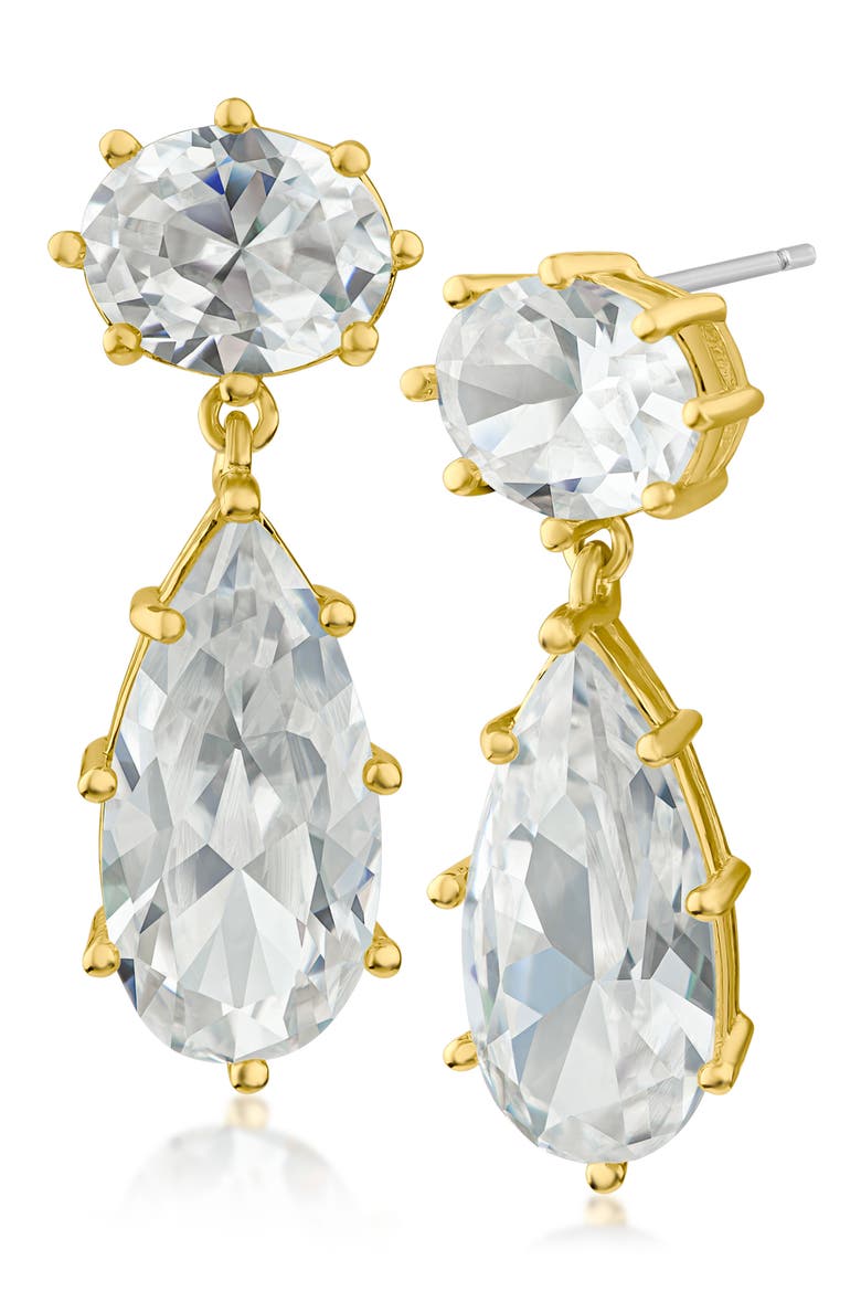 11cttw Claw Set Oval Drop Earrings, Main, color, CLEAR GOLD