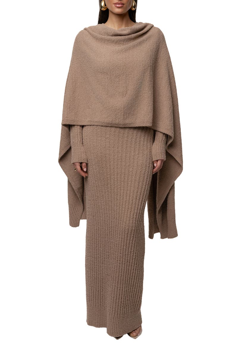 First Class Ribbed Maxi Dress, Alternate, color, Taupe