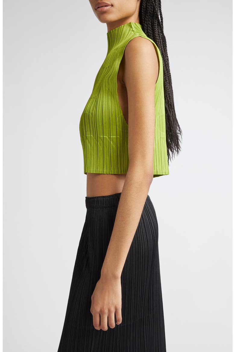 Tune Pleated Crop Top, Alternate, color, YELLOW GREEN