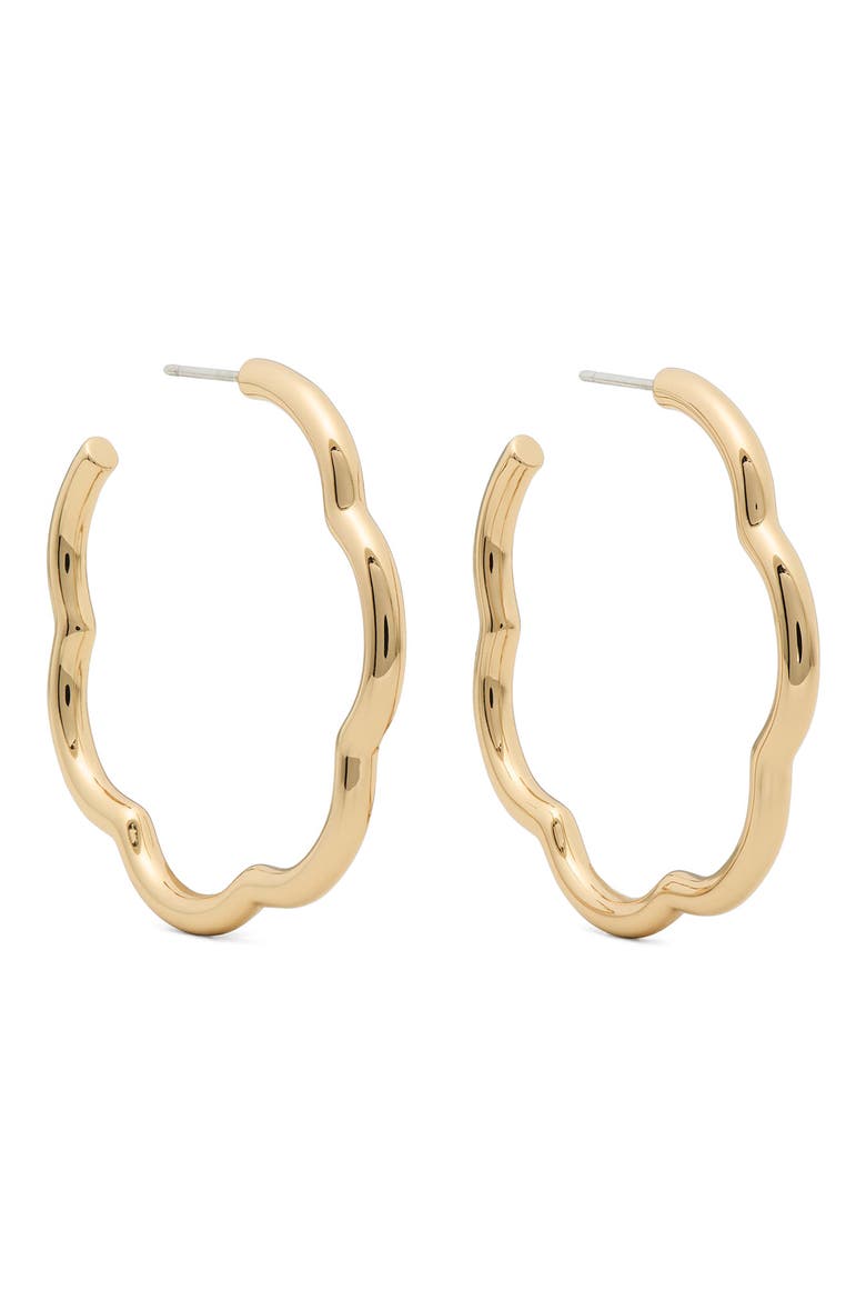 wave hoop earrings, Main, color, GOLD