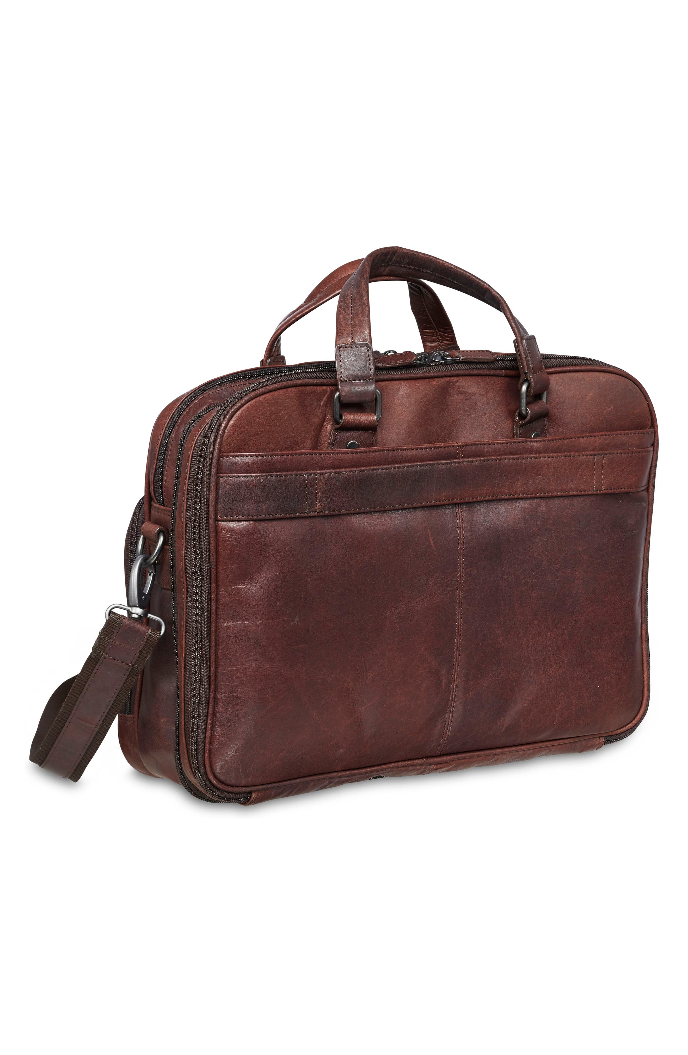 Mancini Expandable RFID Briefcase, Alternate, color, Brown
