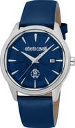 Roberto Cavalli Trionfo Quartz Leather Strap Watch, 44mm