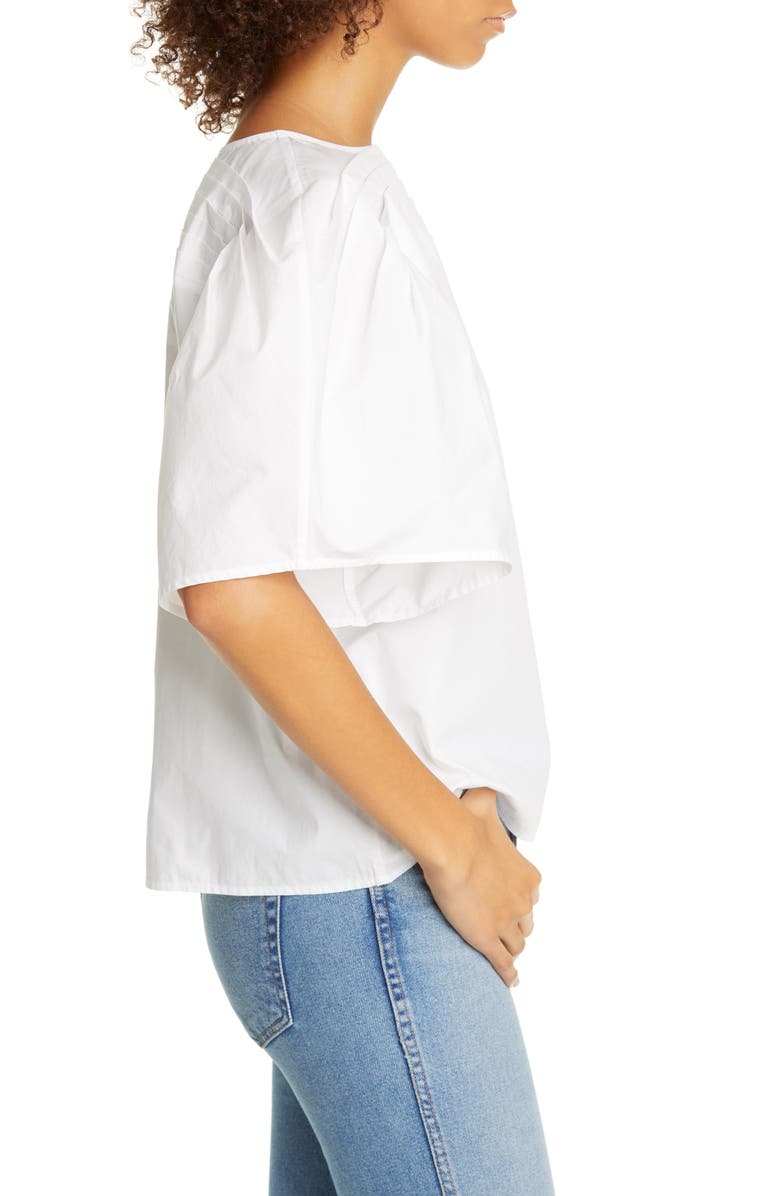 Merlette Canova Puff Sleeve Cotton PoplinTop, Alternate, color, 