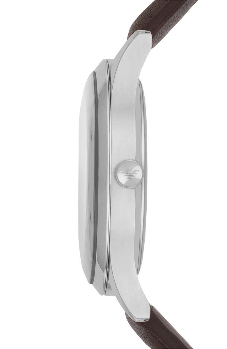 Emporio Armani Leather Strap Watch, 41mm, Alternate, color, 