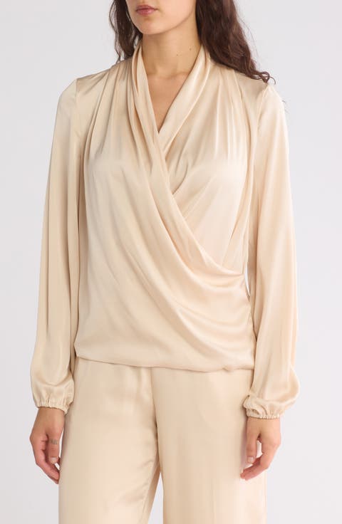 Long Sleeve Faux Wrap Top
