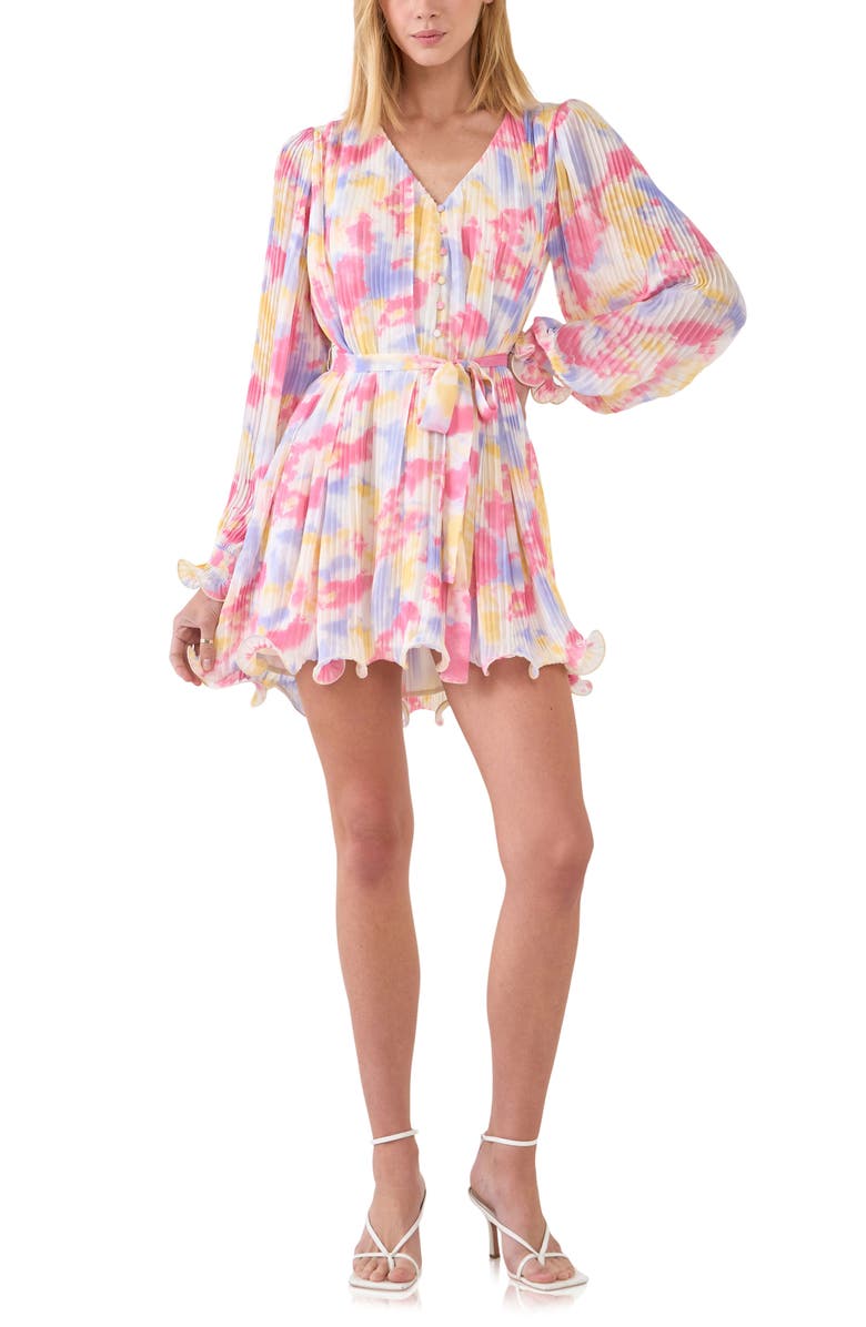 Endless Rose Tie Dye Long Sleeve Minidress, Main, color,
