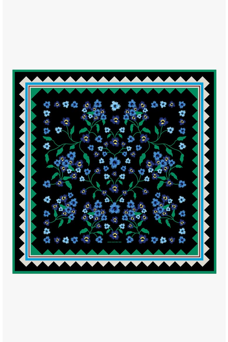 Garden Nocturne Double Sided Silk Scarf, Main, color, Black