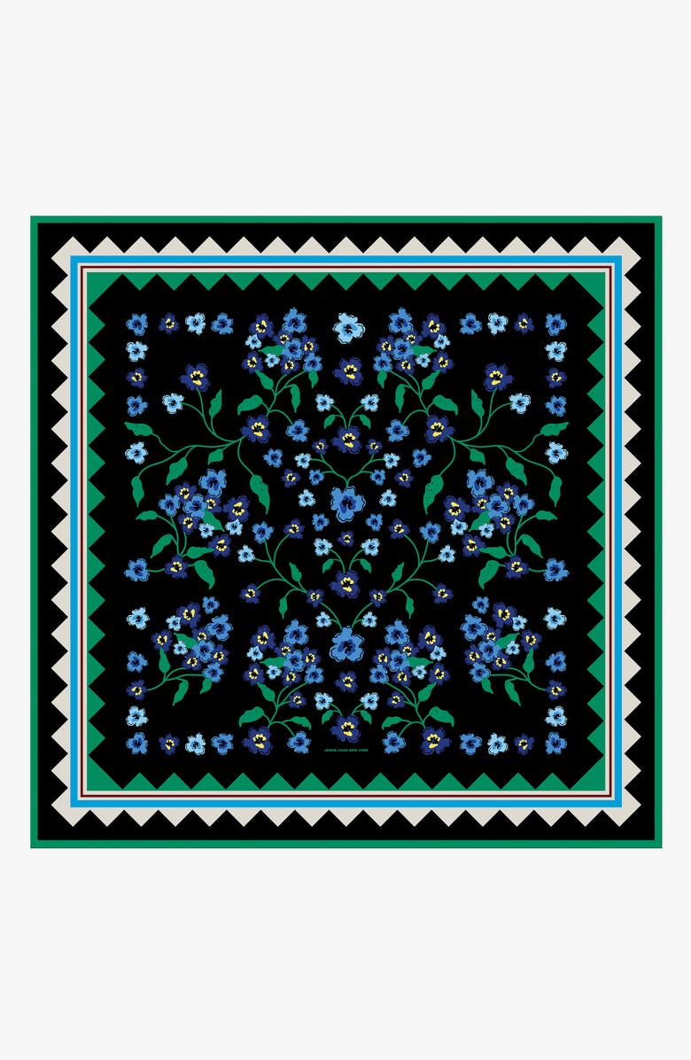 Jessie Zhao New York Garden Nocturne Double Sided Silk Scarf, Main, color, Black