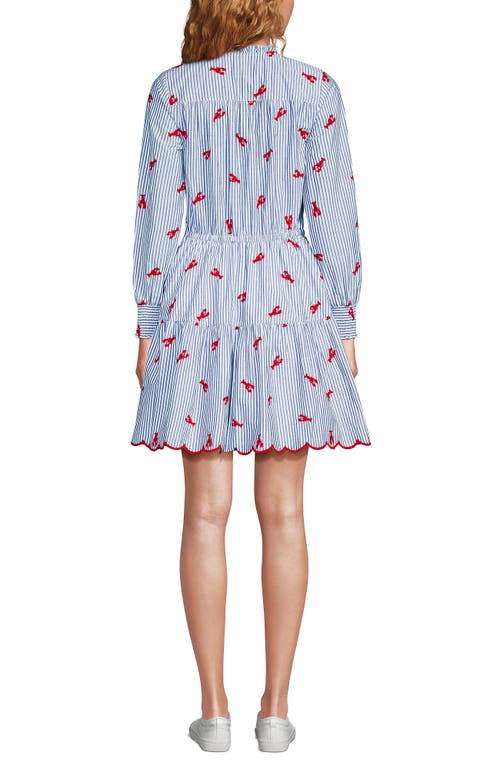 LANDS' END LANDS' END LONG SLEEVE EYELET MINI POPOVER DRESS