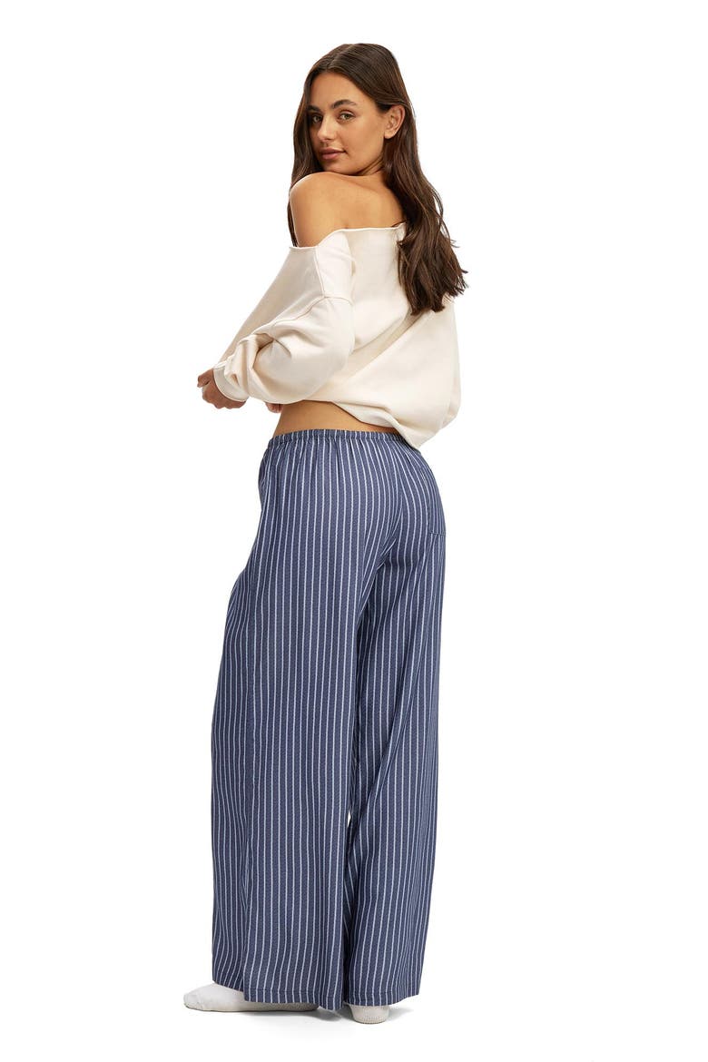 Women's Cloud Soft Wide Leg Flannel Pant, Alternate, color, Gerry Stripe Steely Blue