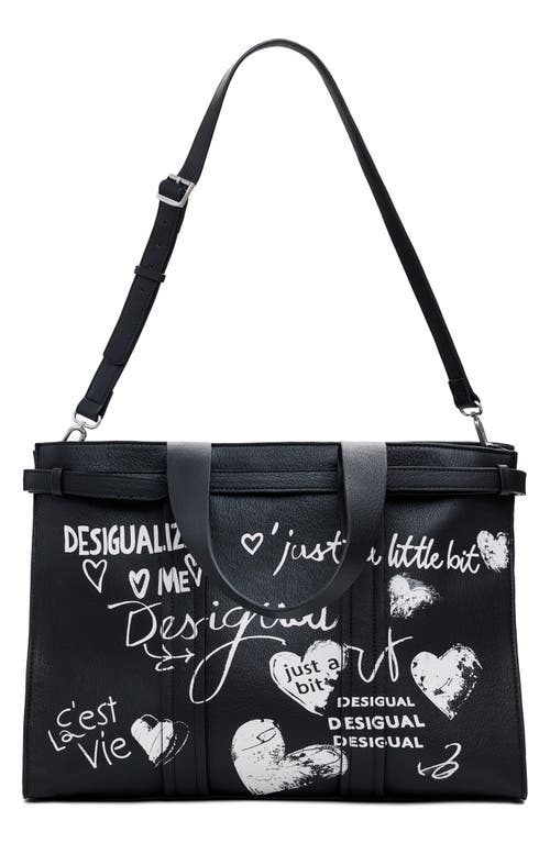 Desigual Faux Leather Tote In Black