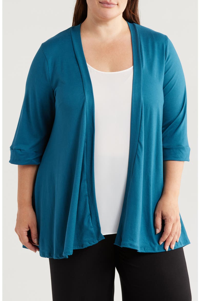Open Front Cardigan, Main, color, TEAL