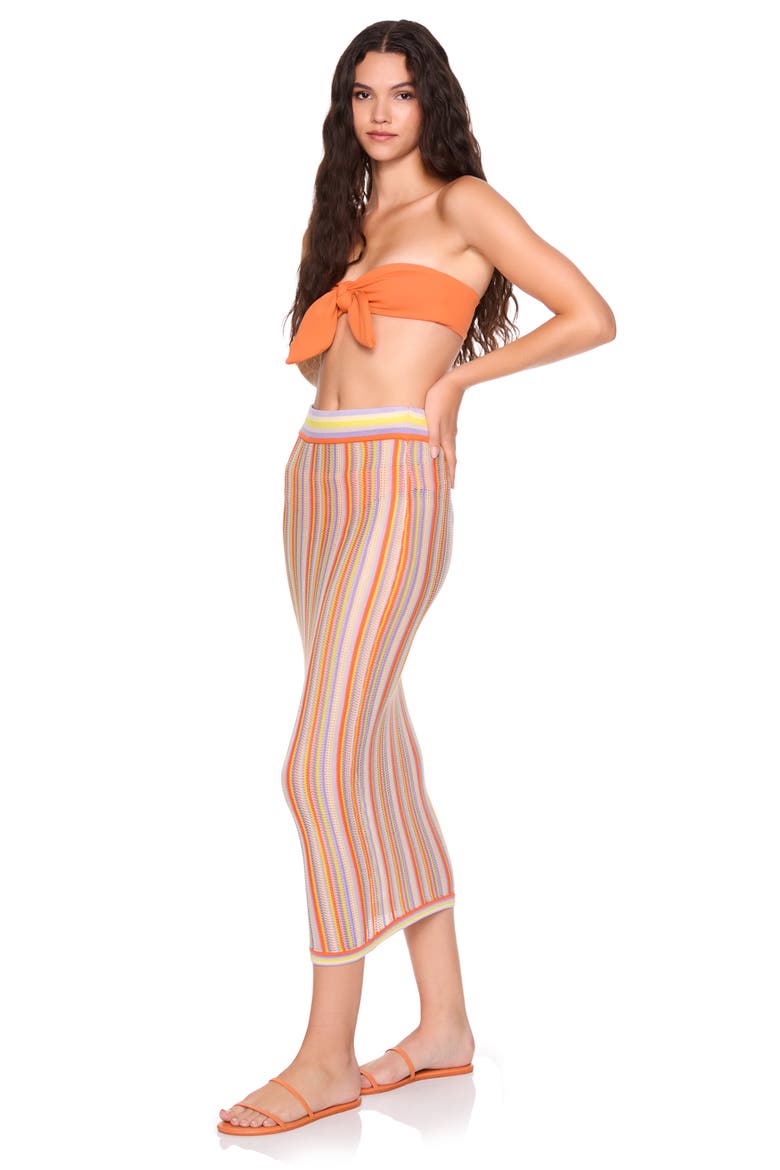 Stripe Open Stitch Midi Sweater Skirt, Alternate, color, APRICOT/POTION