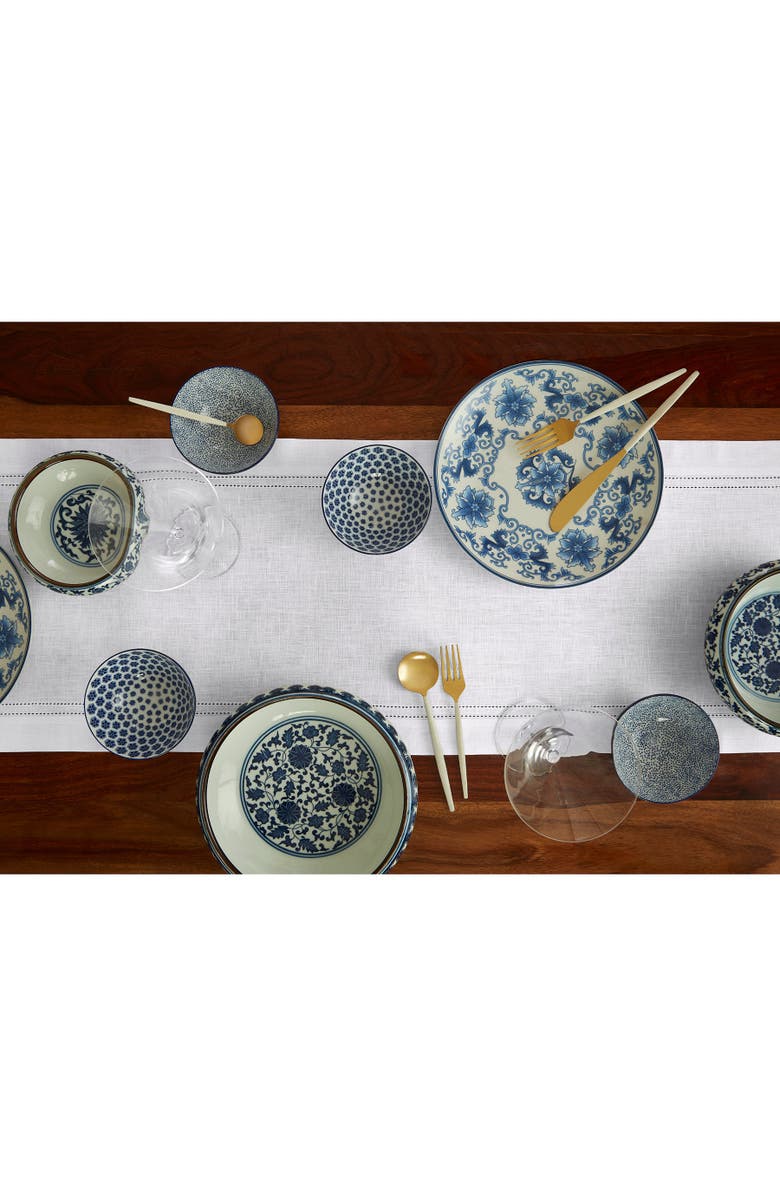 Solino Home Linen Table Runner for Dining Table, Holiday and Everyday Table Decor - Linen Double Hemstitch, Alternate, color, White