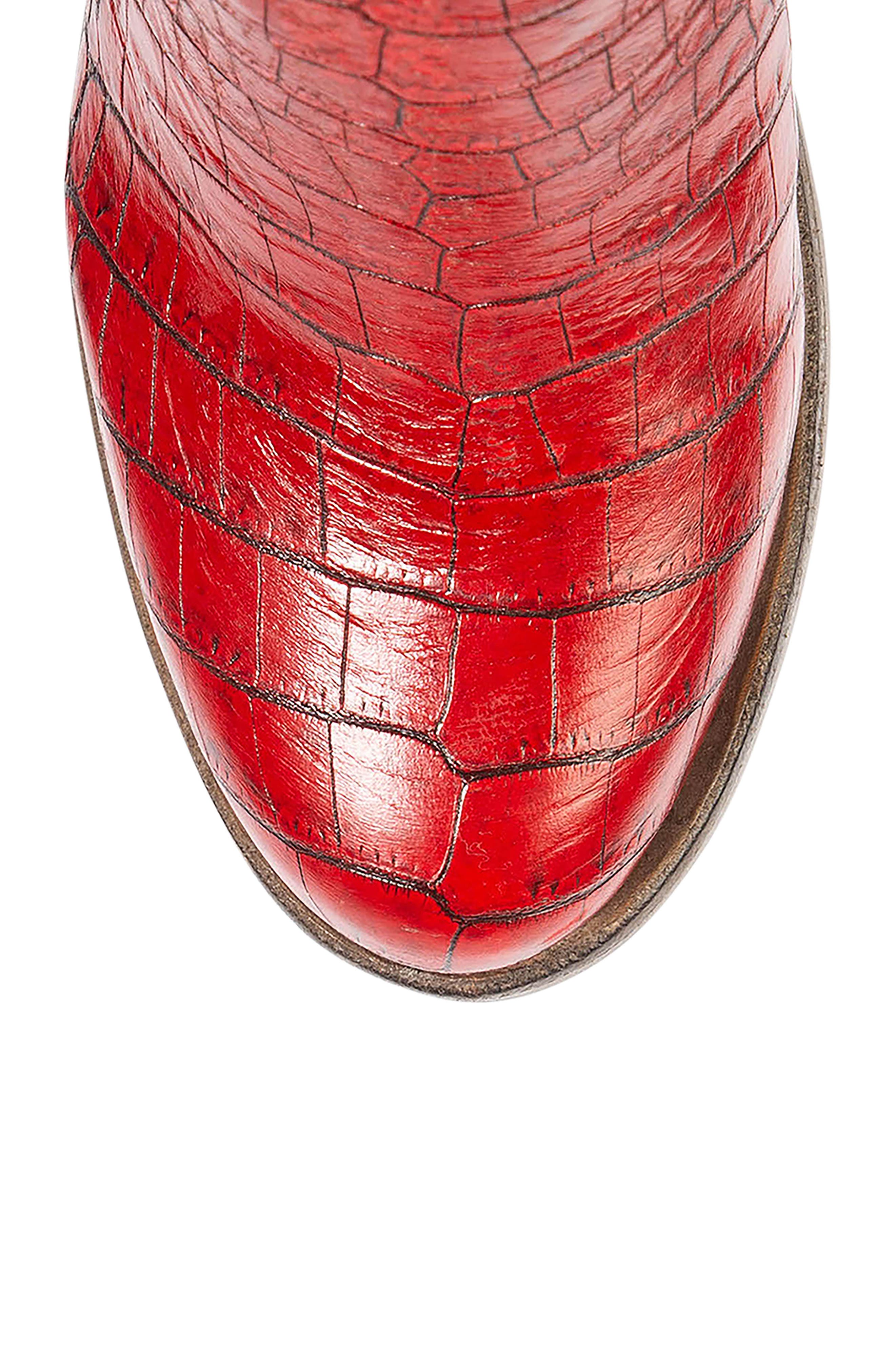 Detroit Croc Embossed Leather Bootie, Alternate, color, RED CROCO