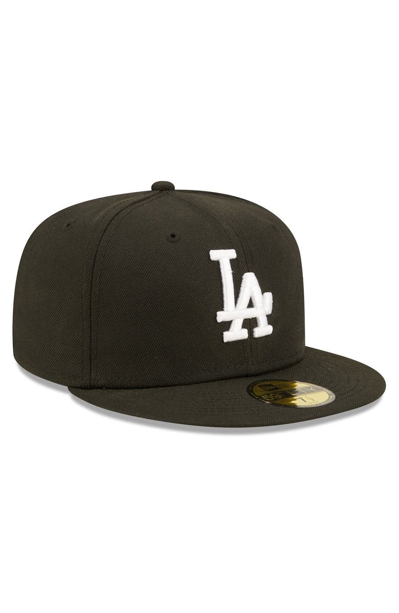 New Era Men's New Era Black Los Angeles Dodgers Team Logo 59FIFTY Fitted Hat, Alternate, color,