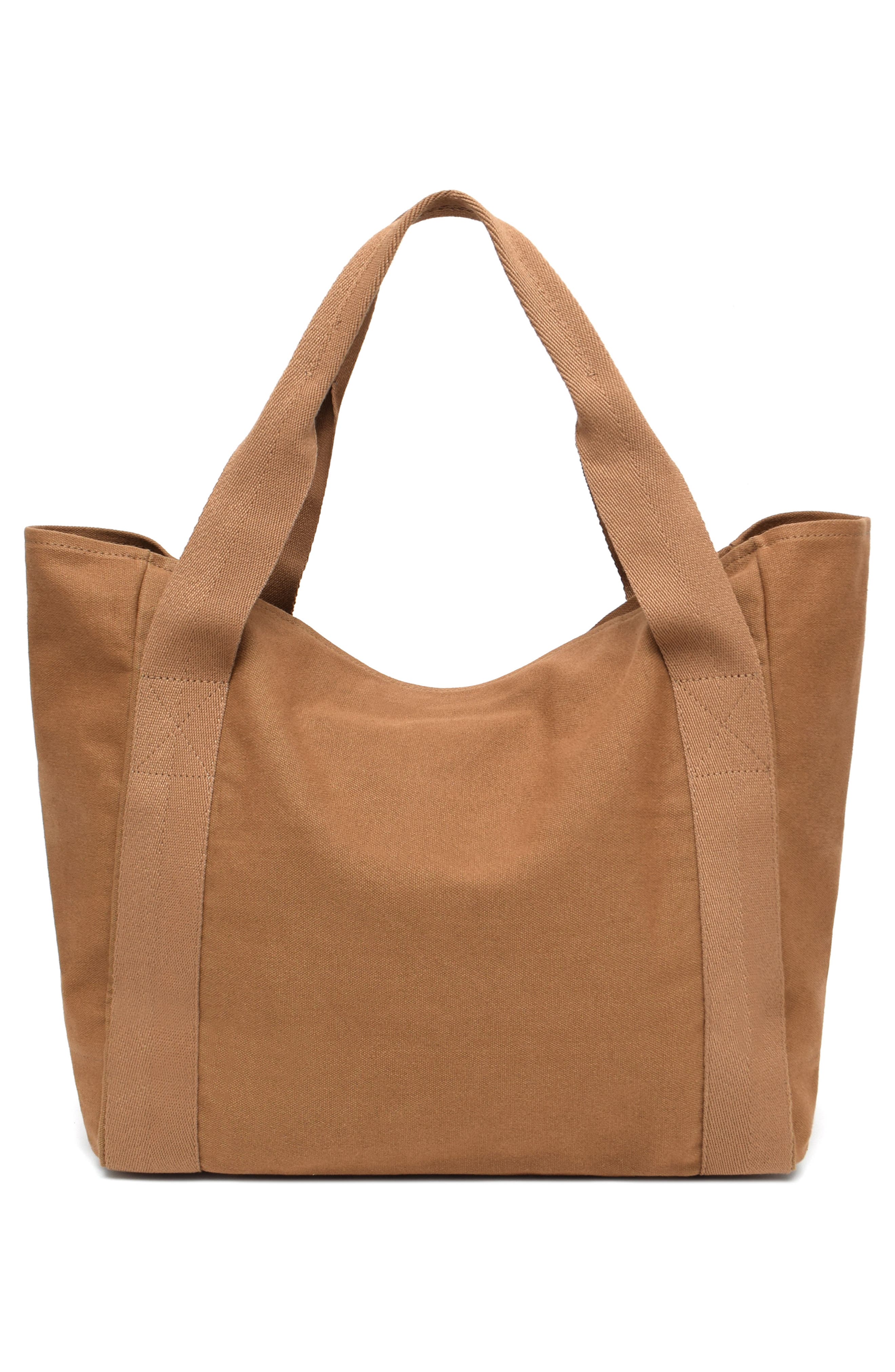 New Amsterdam Leatherworks Liliana Large Canvas Tote Bag, Alternate, color, Khaki