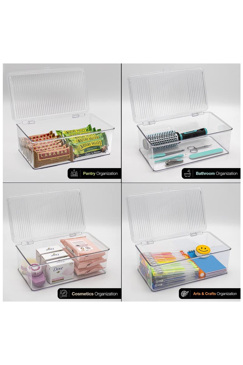 Medium 2-Pack Storage Bins with Lids, Alternate, color, CLEAR