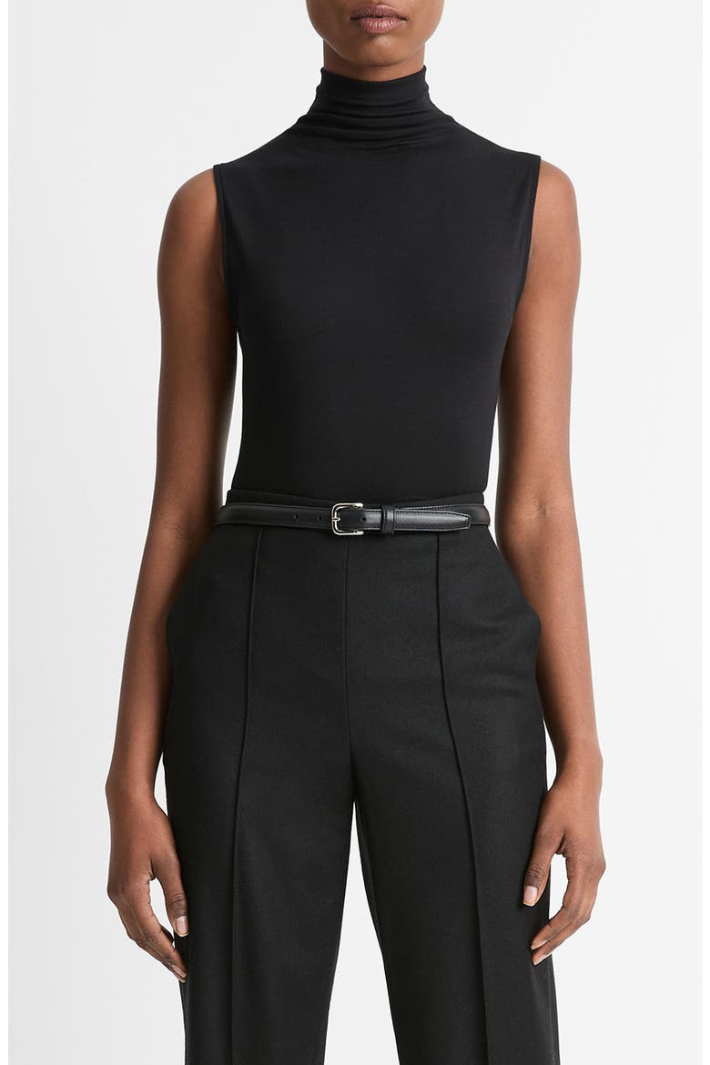 Sleeveless Modal Turtleneck Top, Main, color, BLACK