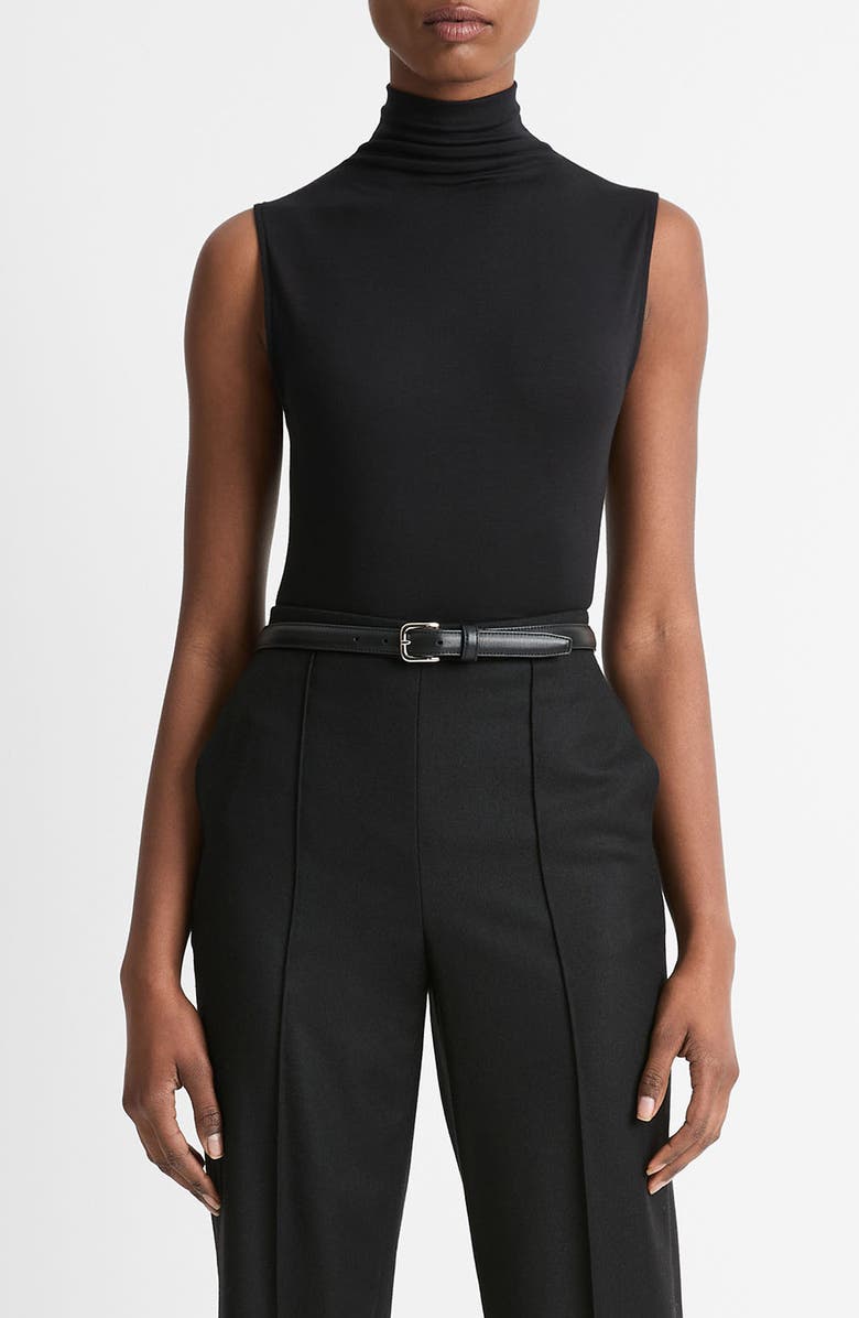 Vince Sleeveless Modal Turtleneck Top, Main, color, Black