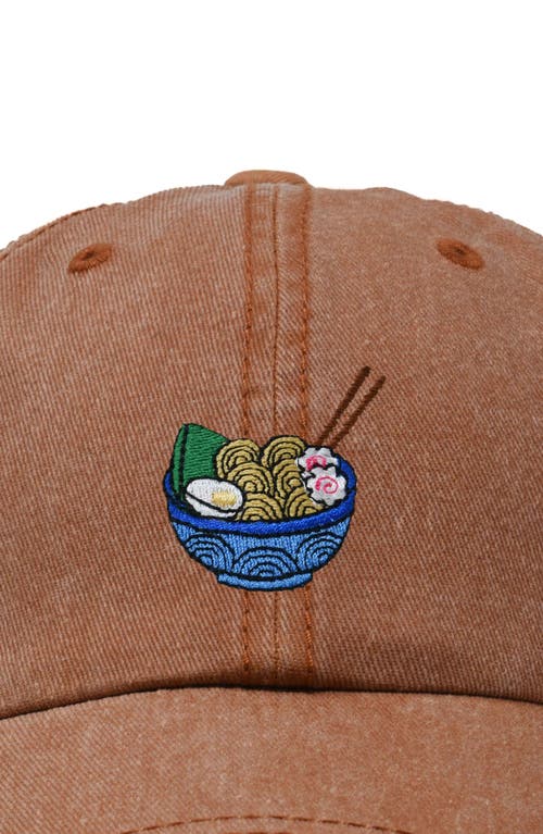 Dalix Noodles Embroidered Casual Cap In Washed Orange