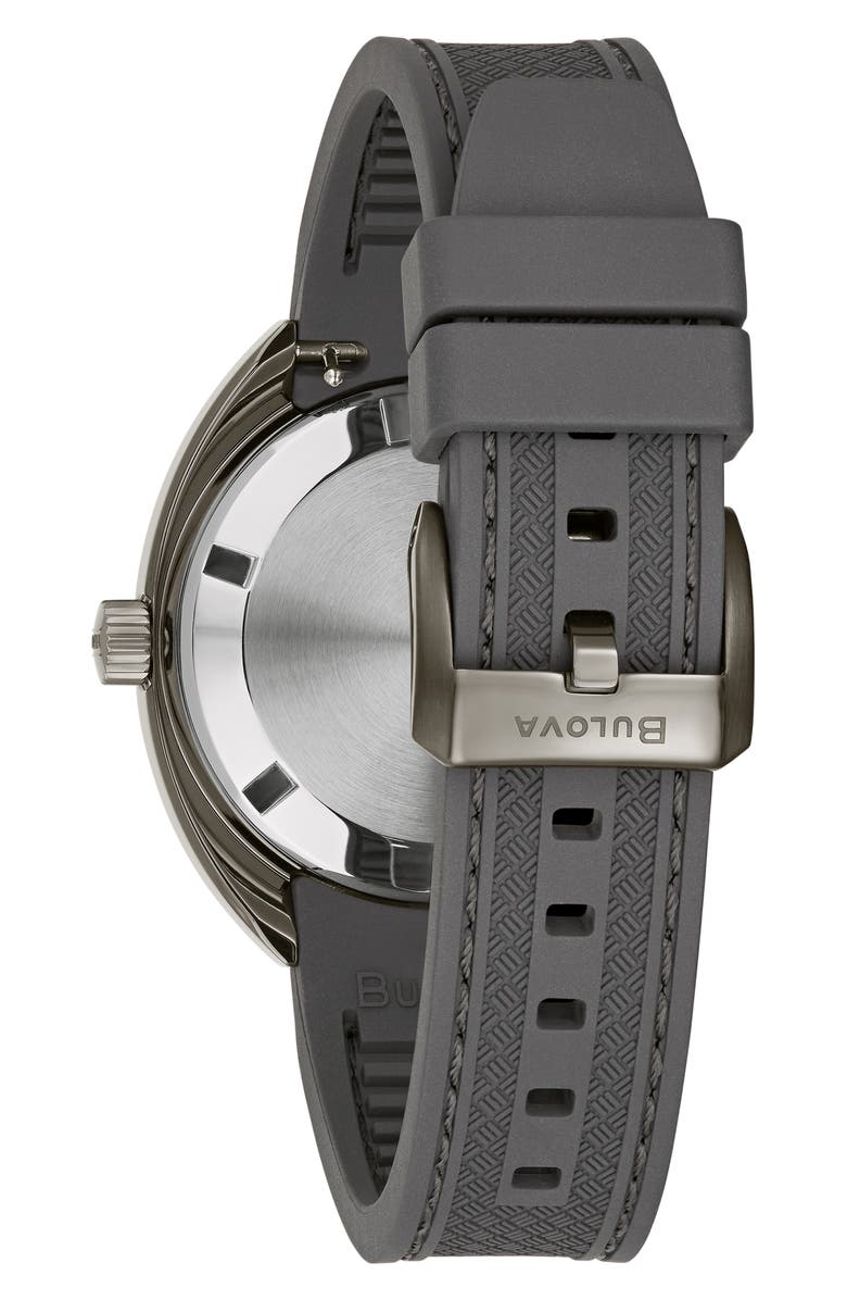 BULOVA Oceanographer Automatic Silicone Strap Watch, 41mm, Alternate, color, Gray