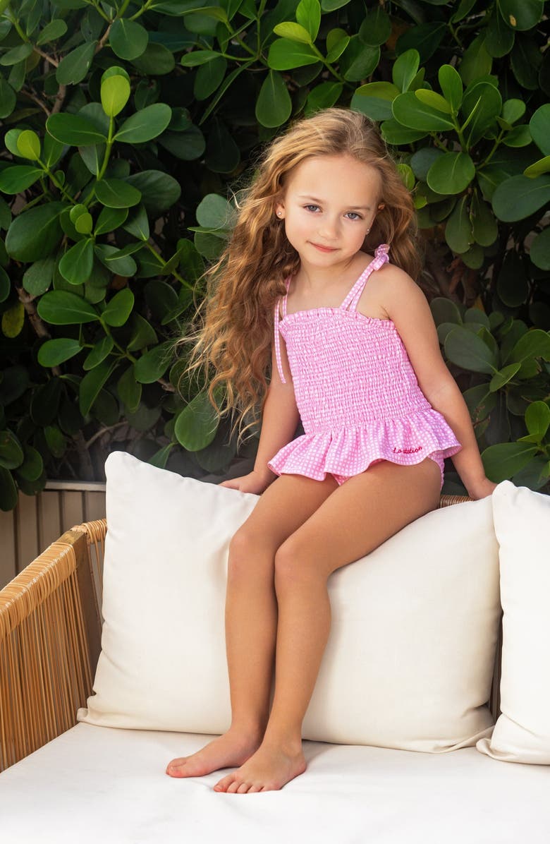 NoggiWear Gingham Bathing Suit, Alternate, color, Pink