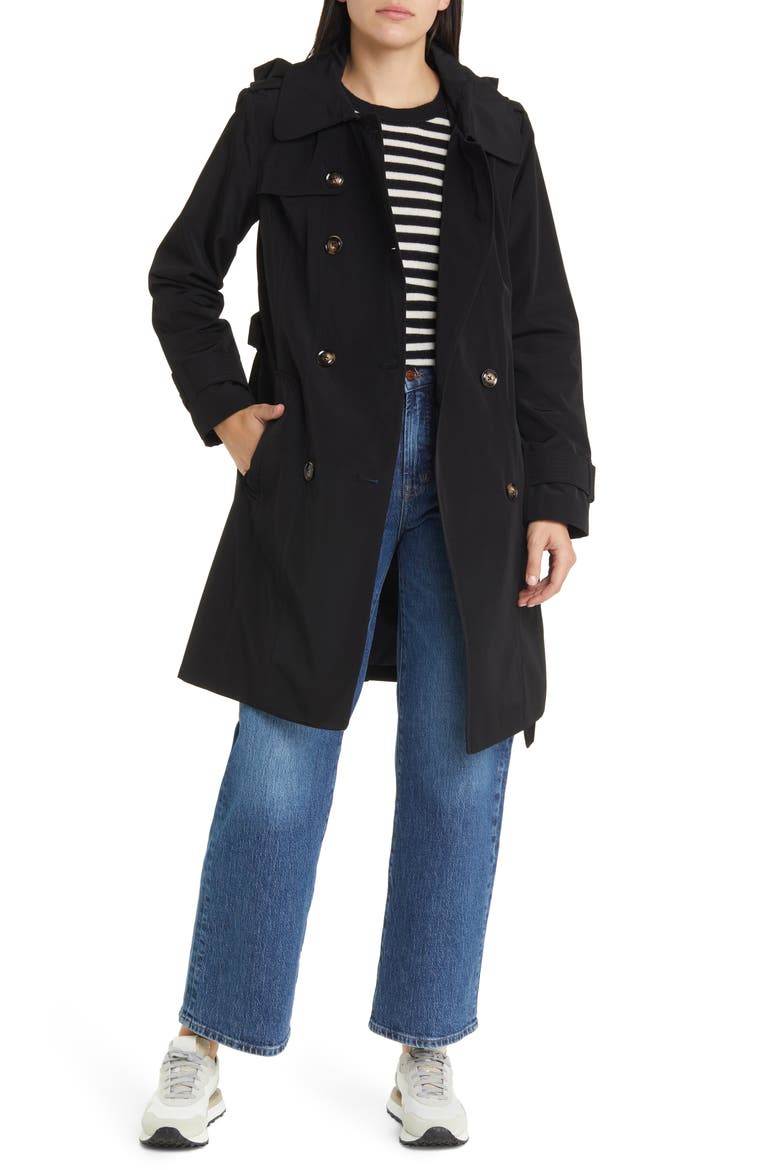 Belted Trench Coat, Alternate, color, BLACK
