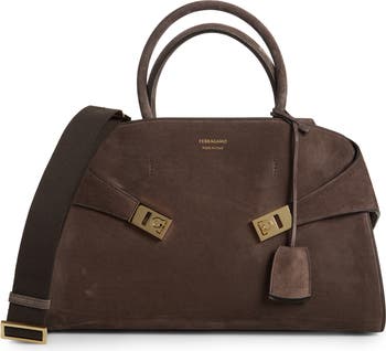 【関税&送料込】Salvatore Ferragamo Camel Suede Medium Handb FERRAGAMO Medium Hug Suede Top Handle Bag | Nordstrom