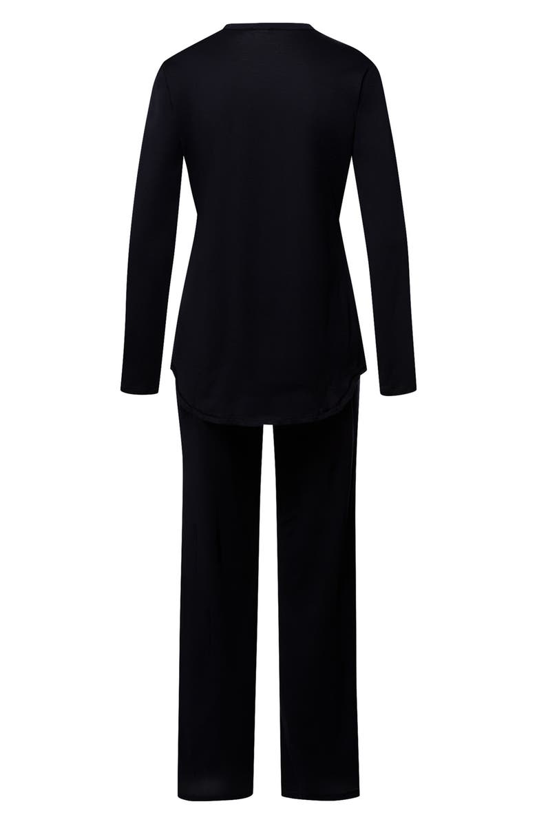 Hanro Cotton Deluxe Pajamas, Alternate, color, Black