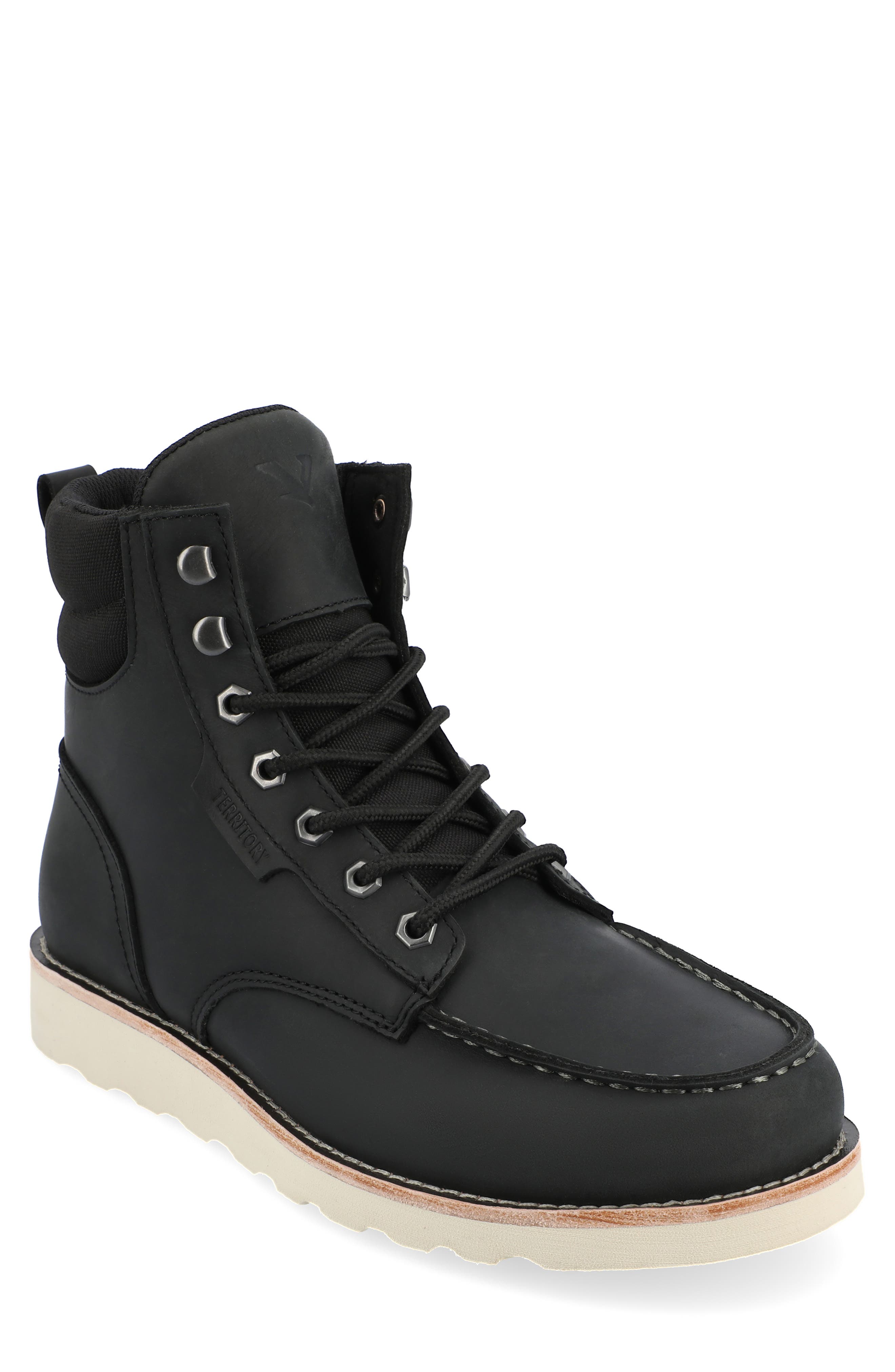 TERRITORY BOOTS Venture Water Resistant Moc Toe Leather Boot, Main, color, 