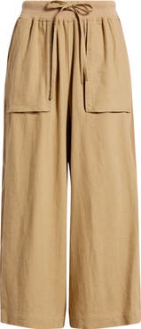 CITY BLUES Patch Pocket Crop Drawstring Pants