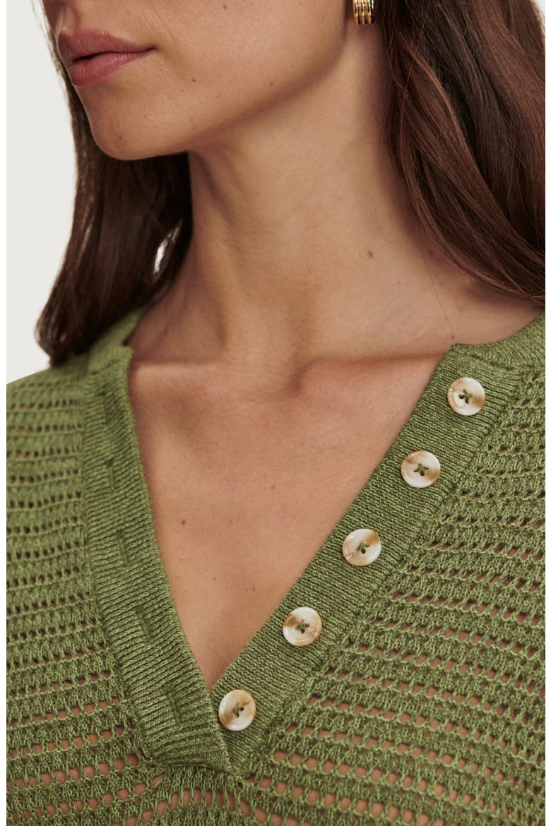 Callie Sheer Knit Cotton Top, Alternate, color, OLIVINE
