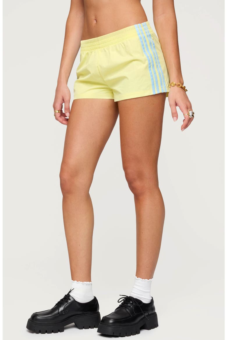 Nikki Low Rise Side Stripe Nylon Shorts, Alternate, color, YELLOW