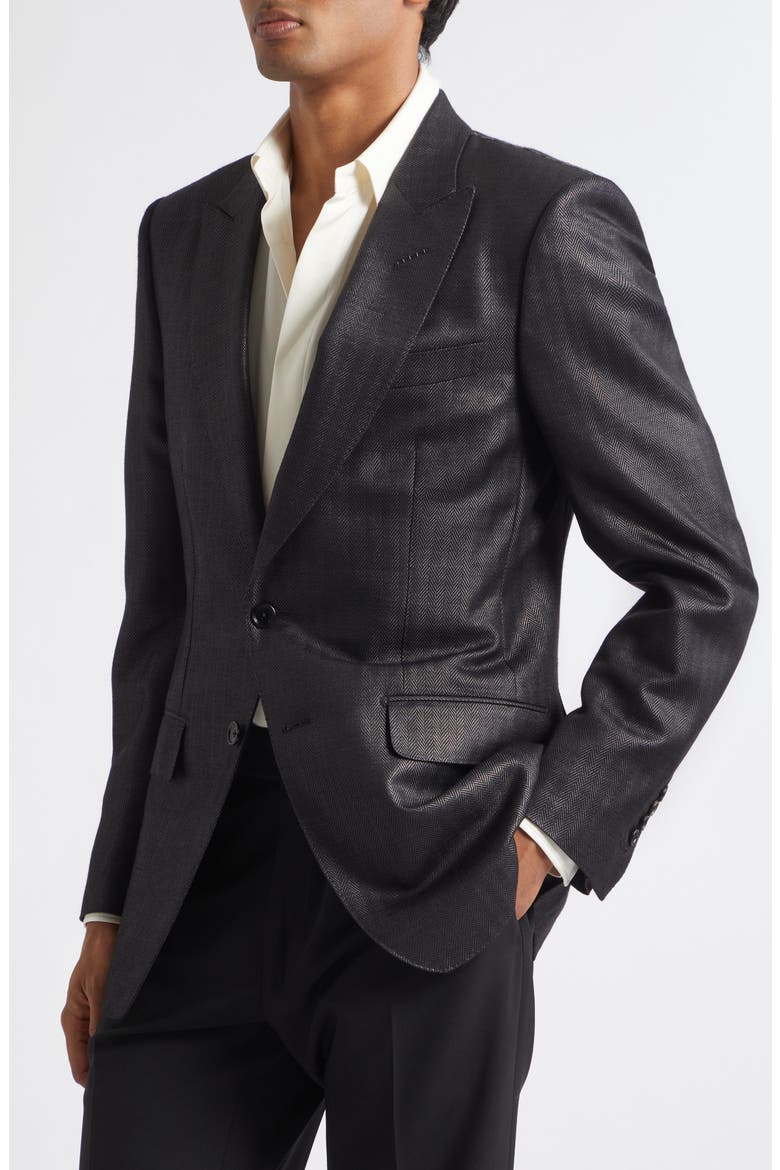 O'Connor Herringbone Dinner Jacket, Alternate, color, BLACK