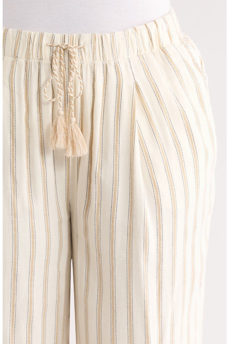 Stripe Pull-On Crop Wide Leg Pants, Alternate, color, CREAM/ TAN STRIPE