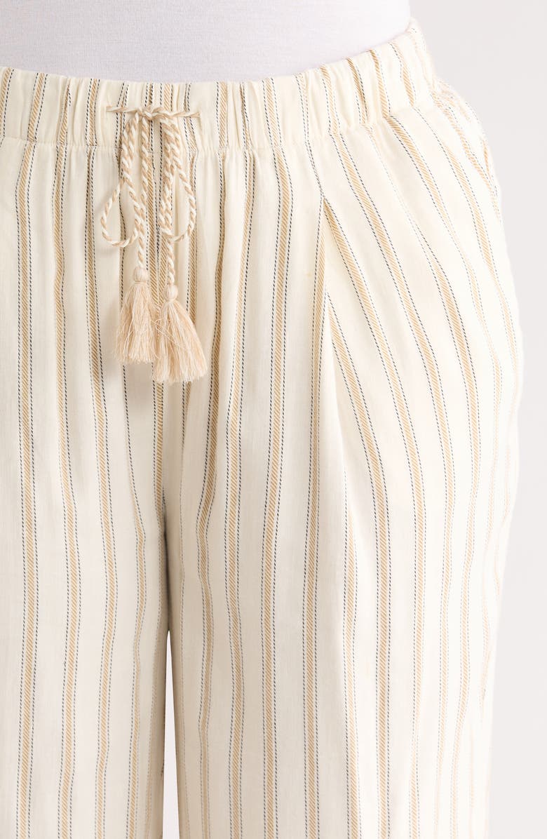 Liverpool Los Angeles Stripe Pull-On Crop Wide Leg Pants, Alternate, color, Cream/ Tan Stripe