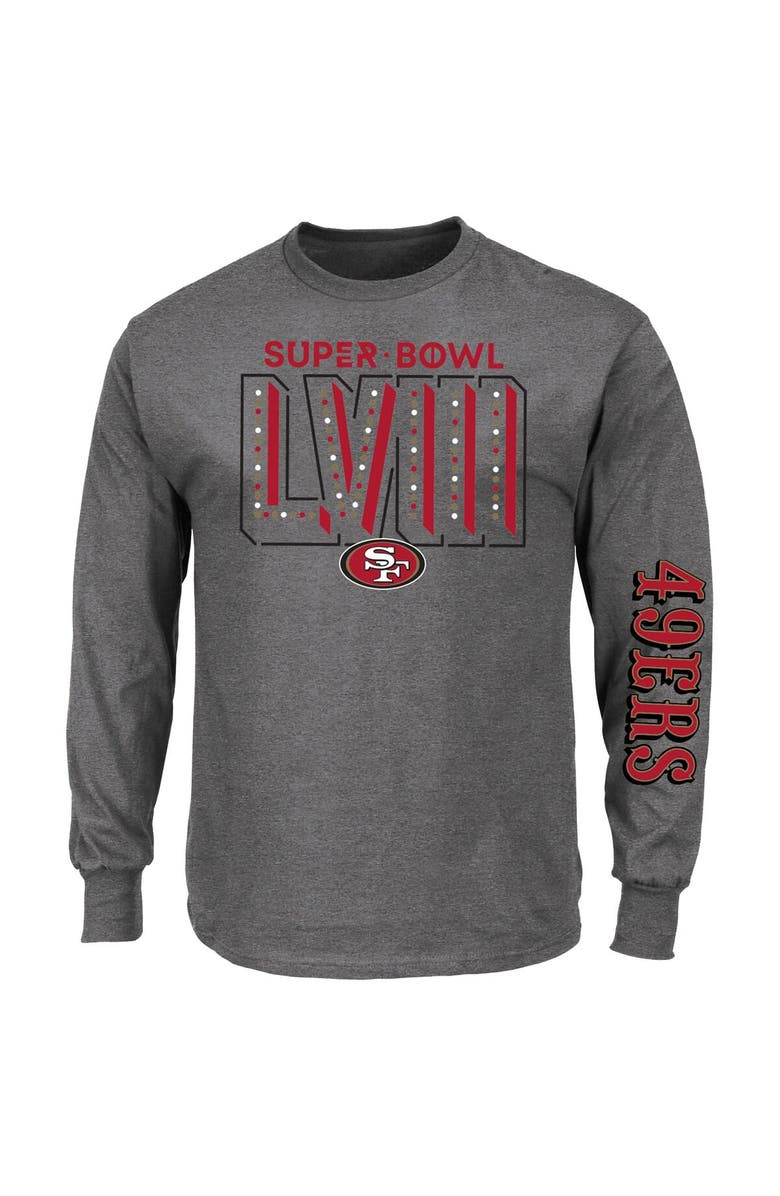 FANATICS Men's Fanatics Branded Heather Charcoal San Francisco 49ers Super Bowl LVIII Big & Tall Long Sleeve T-Shirt, Main, color, 