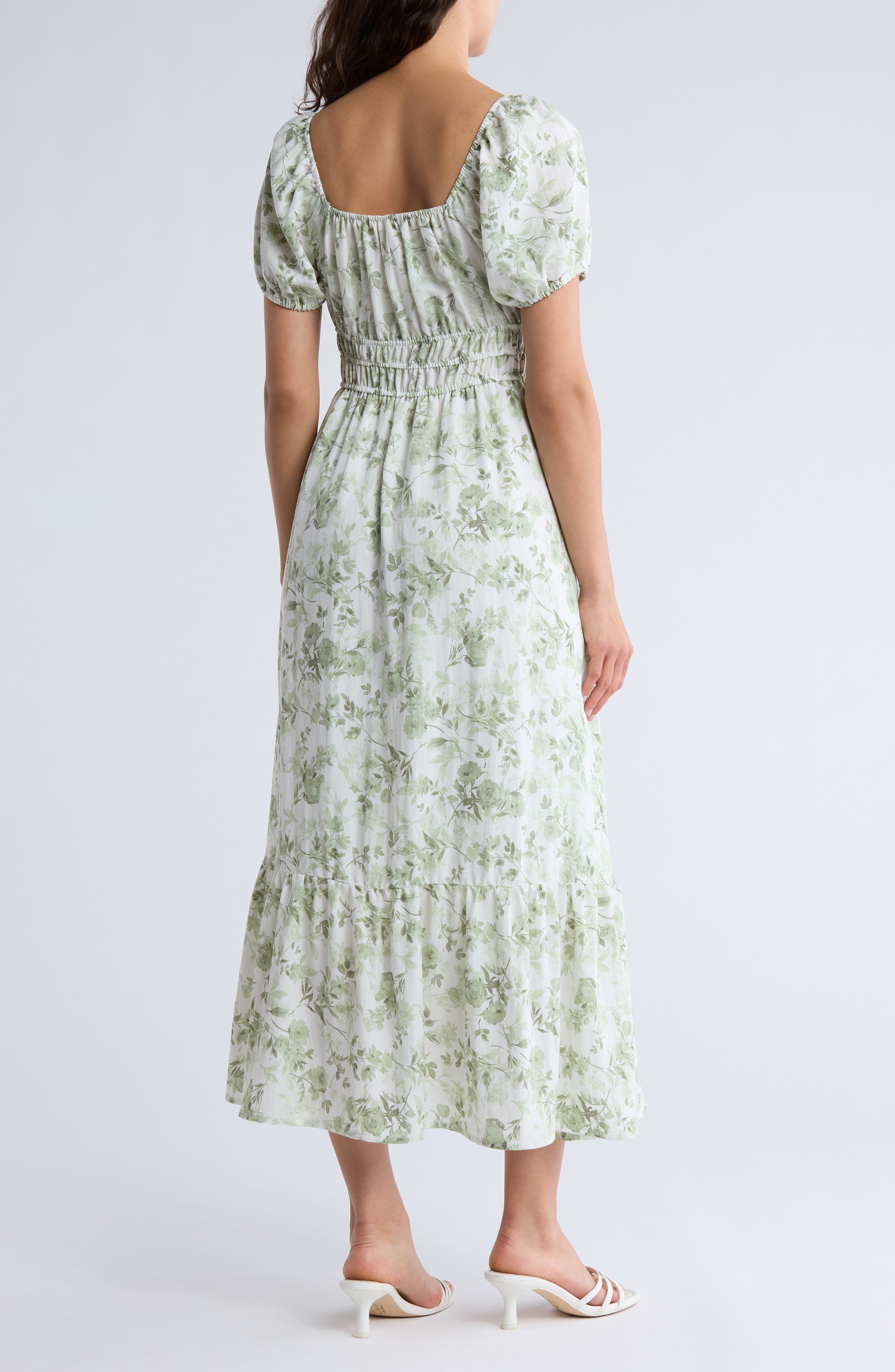 Floral Puff Sleeve Midi Dress - image 2