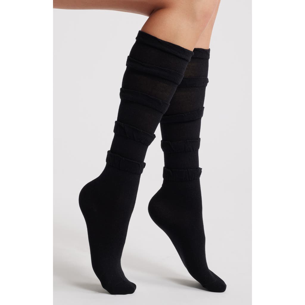 Casa Clara Tyler Tiered Knee High Socks In Black
