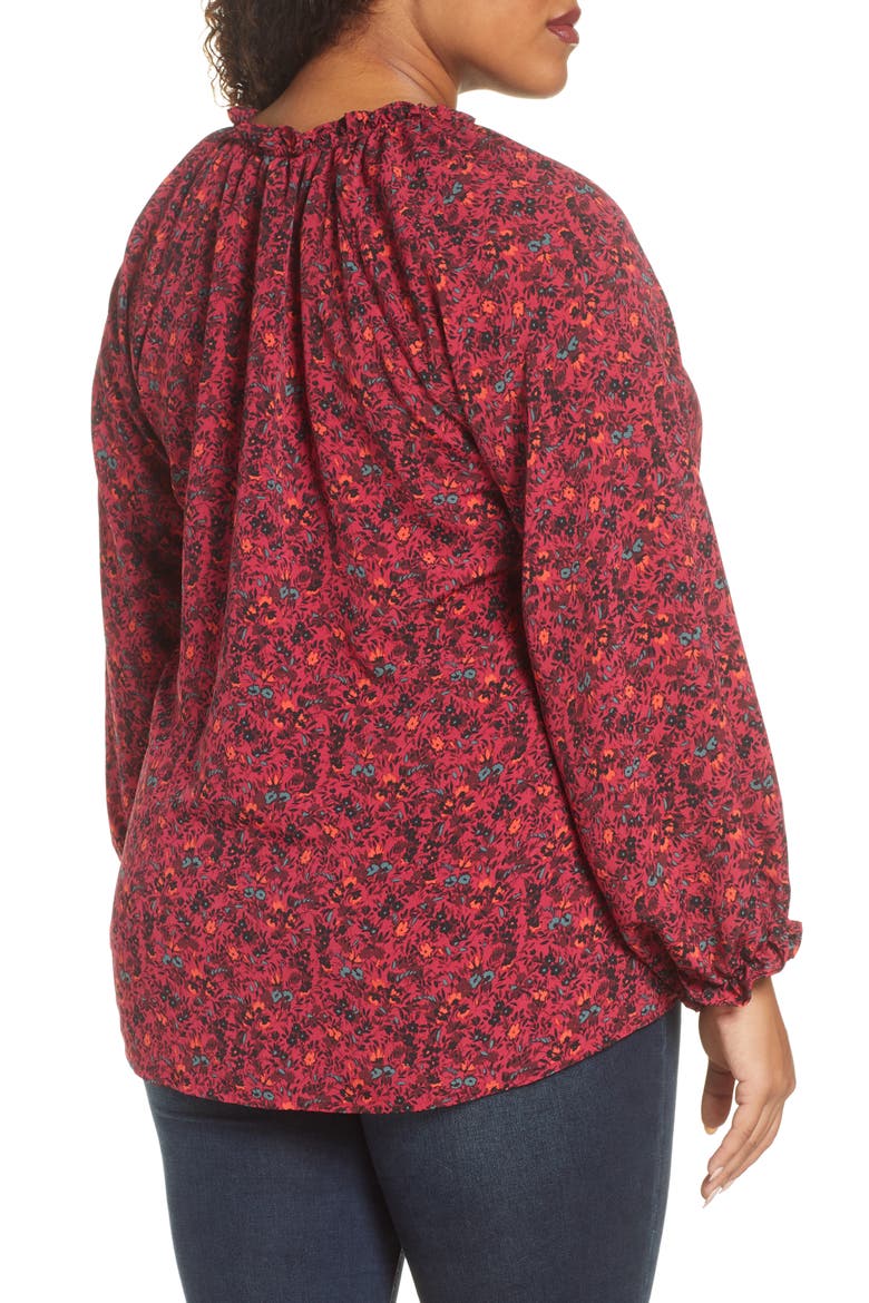 Regina Ruffle Neck Blouse, Alternate, color, DEEP BERRY DITSY
