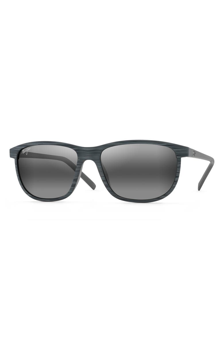 Maui Jim Lele Kawa 58mm Polarized Square Sunglasses, Alternate, color, Grey Stripe/ Neutral Grey