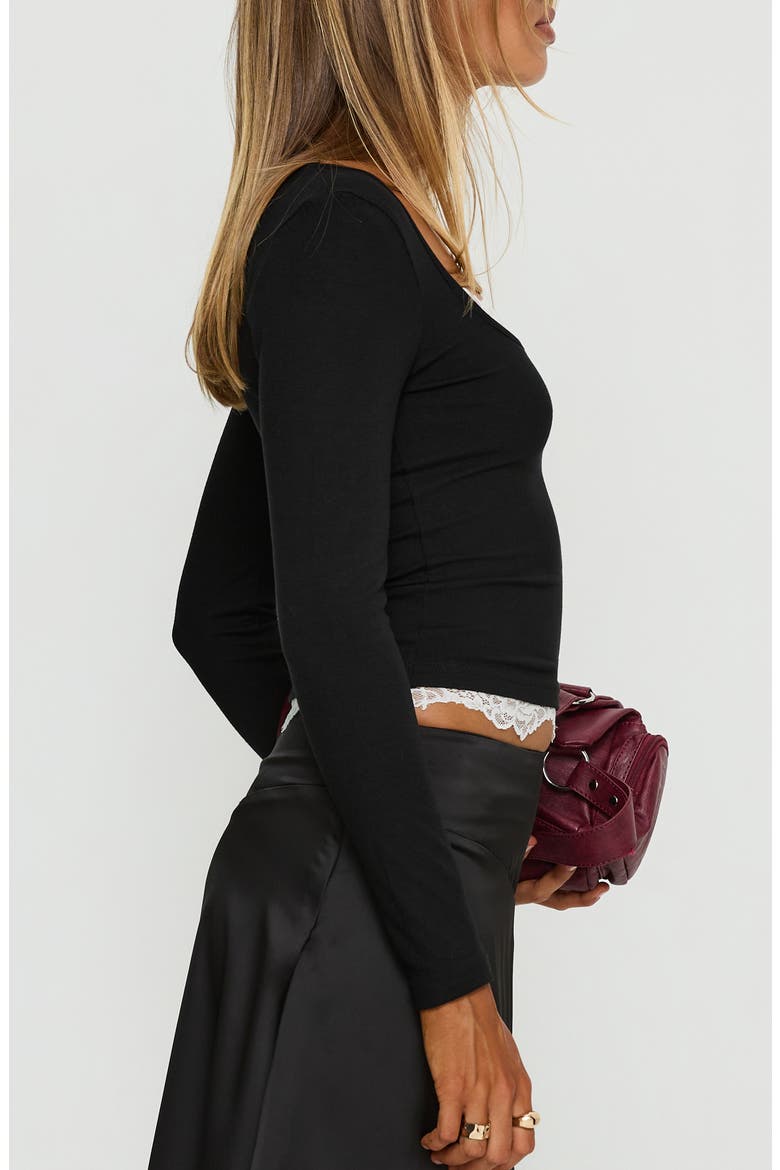 Falling Through Lace Detail Top, Alternate, color, BLACK