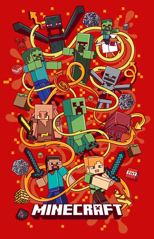 Minecraft Boy's Group Shot Graphic T-shirt In Red
