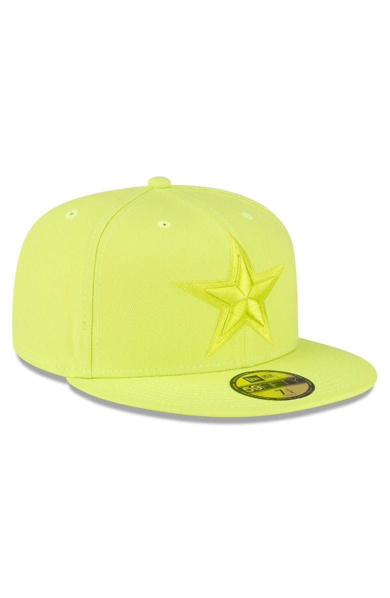 New Era Men's New Era Neon Green Dallas Cowboys Color Pack Brights 59FIFTY Fitted Hat, Alternate, color, 